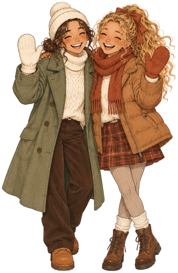 Mila und Liv winken