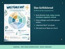 Arbeitsseite Was fühle ich? mit Gefühlsrad: sechs Bereiche und 30 genaue Gefühlswörter (Gefühlstagebuch KOPF VOLL?, FLITCH)