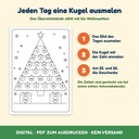 Übersichtsblatt: Weihnachtsbaum mit 24 Kugeln zum Ausmalen und Abhaken (Adventskalender, FLITCH)