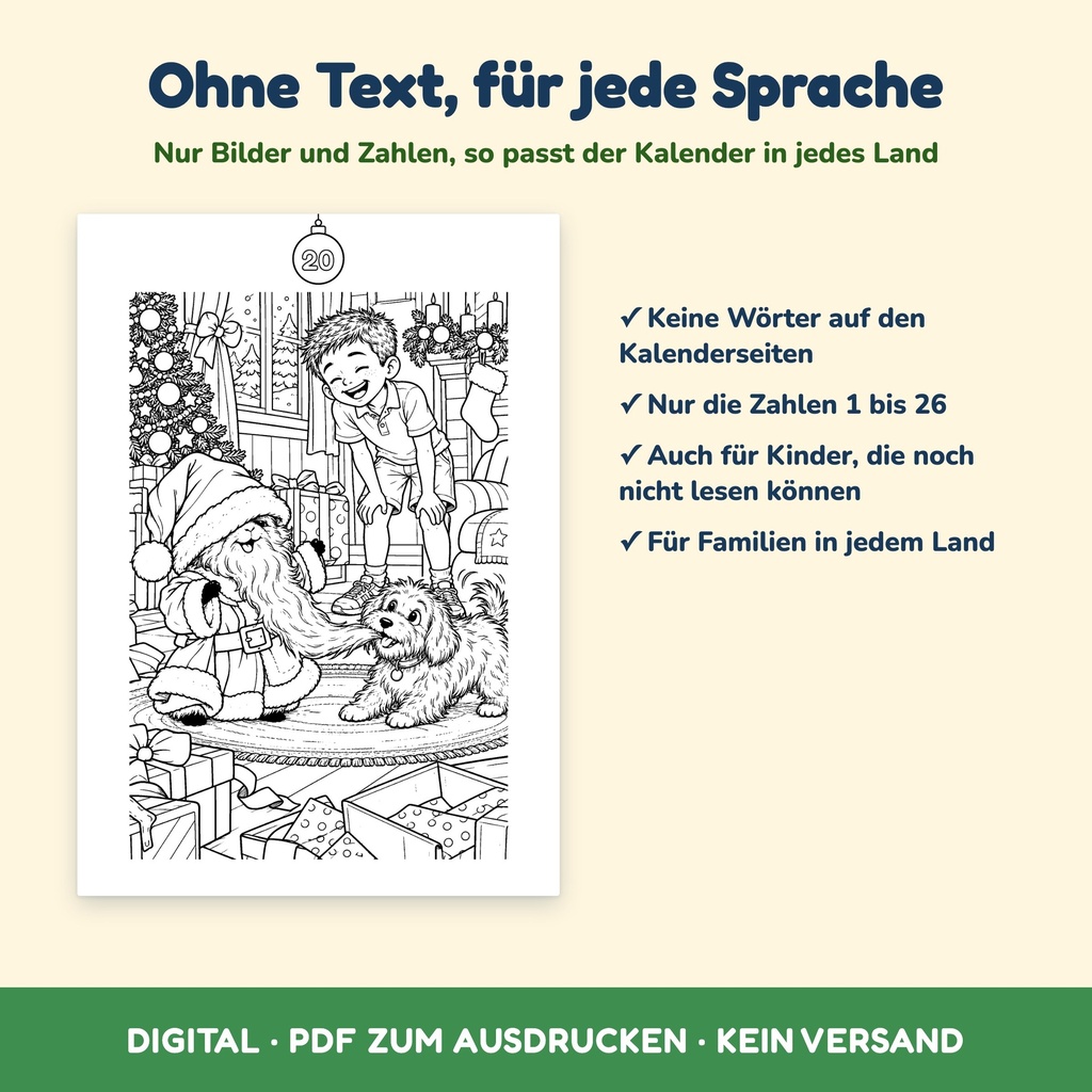 Keine Wörter auf den Kalenderseiten – auch für jüngere Kinder (Adventskalender, FLITCH)