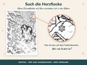 Herzflocken-Suchspiel: versteckte Schneeflocke mit Herz (Cozy Malbuch Winter, FLITCH)
