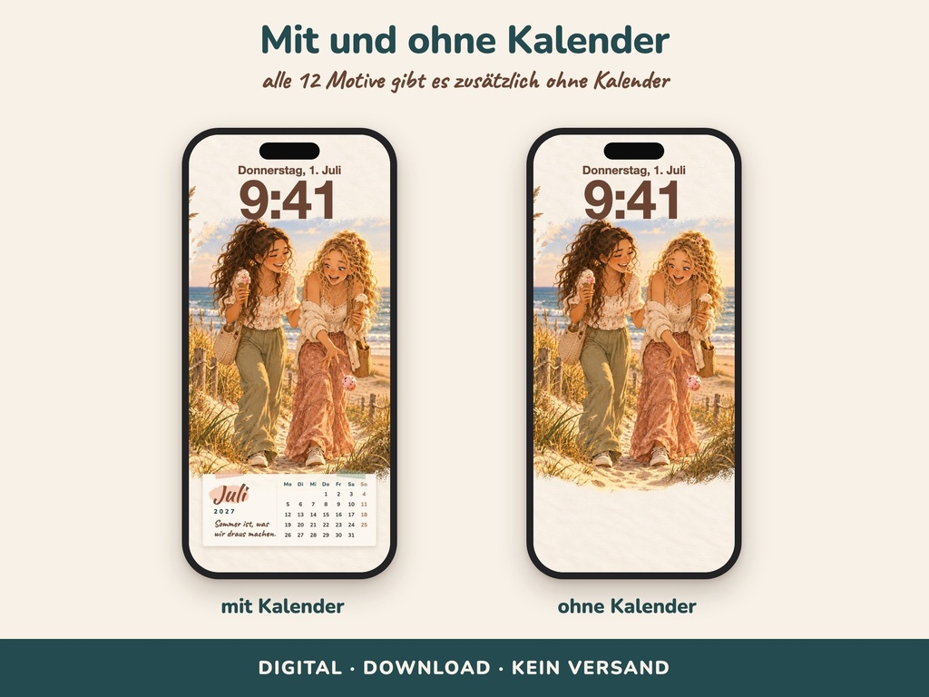 Jedes Motiv mit und ohne Kalenderkarte – Handy-Hintergrundbilder Mila und Liv (FLITCH)