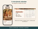 Calendar card close-up: month name, grid starting Sunday, monthly quote (calendar wallpaper 2027, FLITCH)