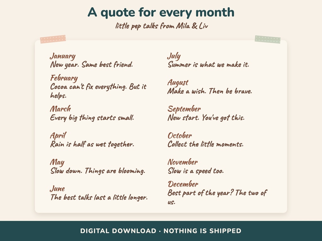 The 12 monthly quotes – one line for best friends every month (calendar wallpapers 2027, FLITCH)