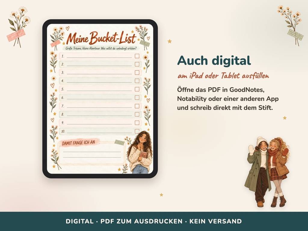 Auch digital: Journal in GoodNotes oder Notability mit dem Tablet-Stift ausfüllen (FLITCH)