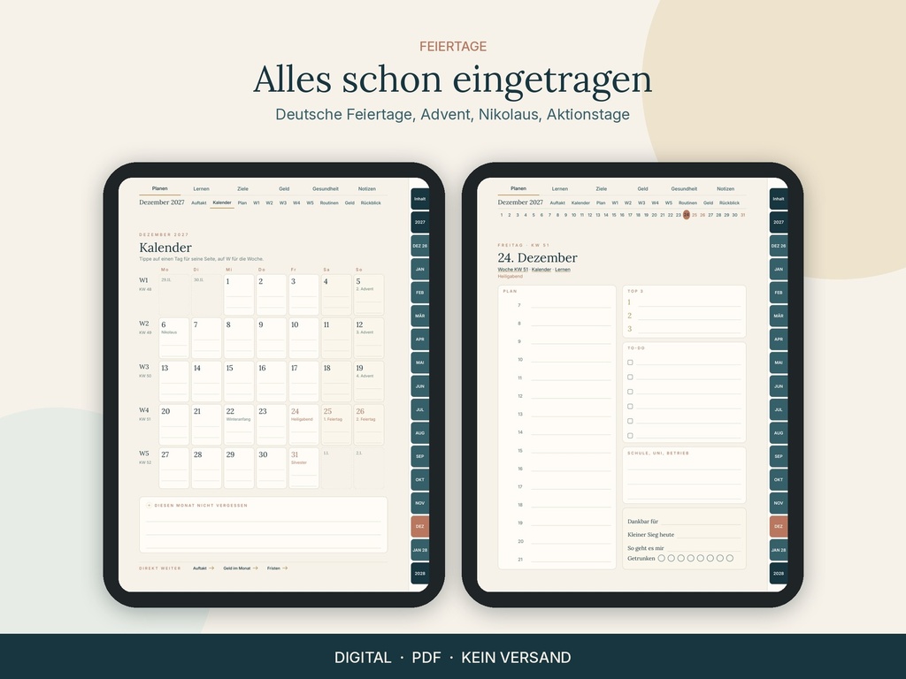 12 Feiertage und Aktionstage