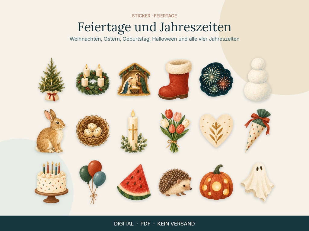 18 Sticker Feiertage