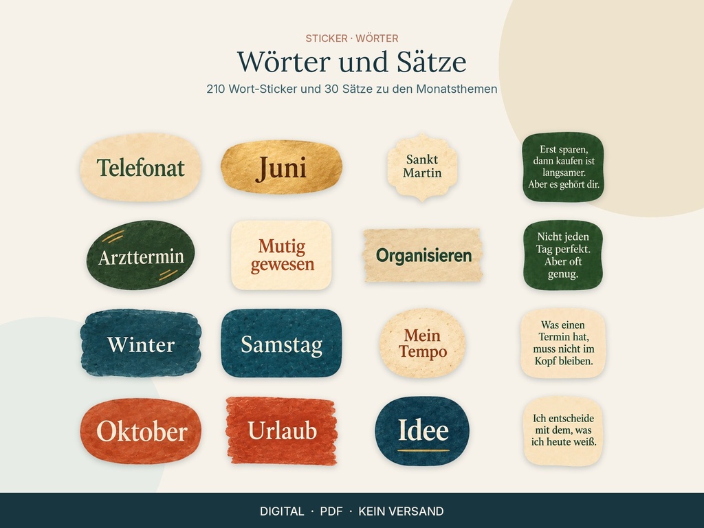 19 Sticker Woerter