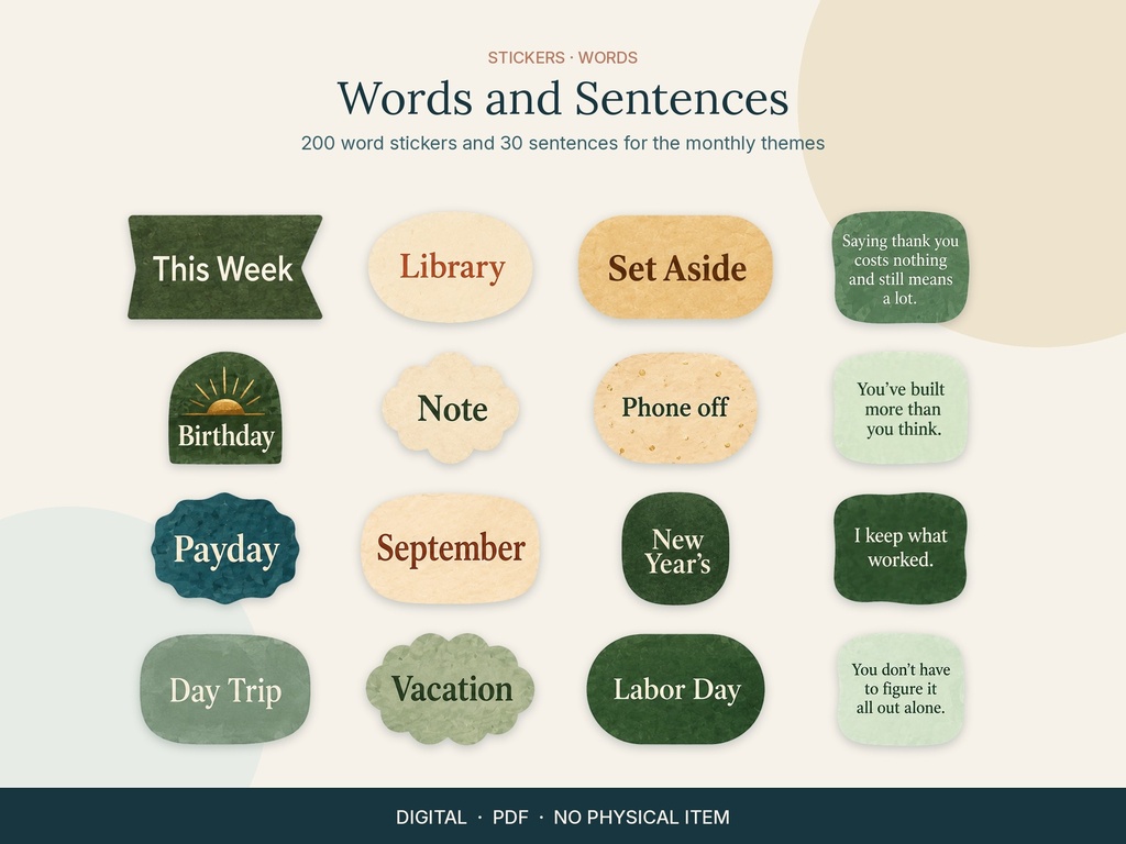 19 Stickers Words