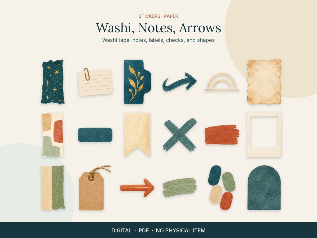 20 Stickers Washi and Notes