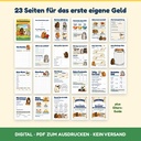 Alle 23 Seiten im Überblick – Taschengeld-Planer für Kinder zum Ausdrucken (Die Schweinchenkasse, FLITCH)