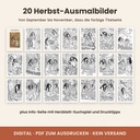 Alle 20 Ausmalbilder im Überblick – Cozy Malbuch Herbst (Mila & Liv, FLITCH)