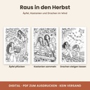 Raus in den Herbst: Radtour, Äpfel pflücken, Drachen – Ausmalbilder (Cozy Malbuch, FLITCH)