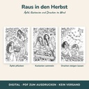 Raus in den Herbst: Radtour, Äpfel pflücken, Drachen – Ausmalbilder (Cozy Malbuch, FLITCH)