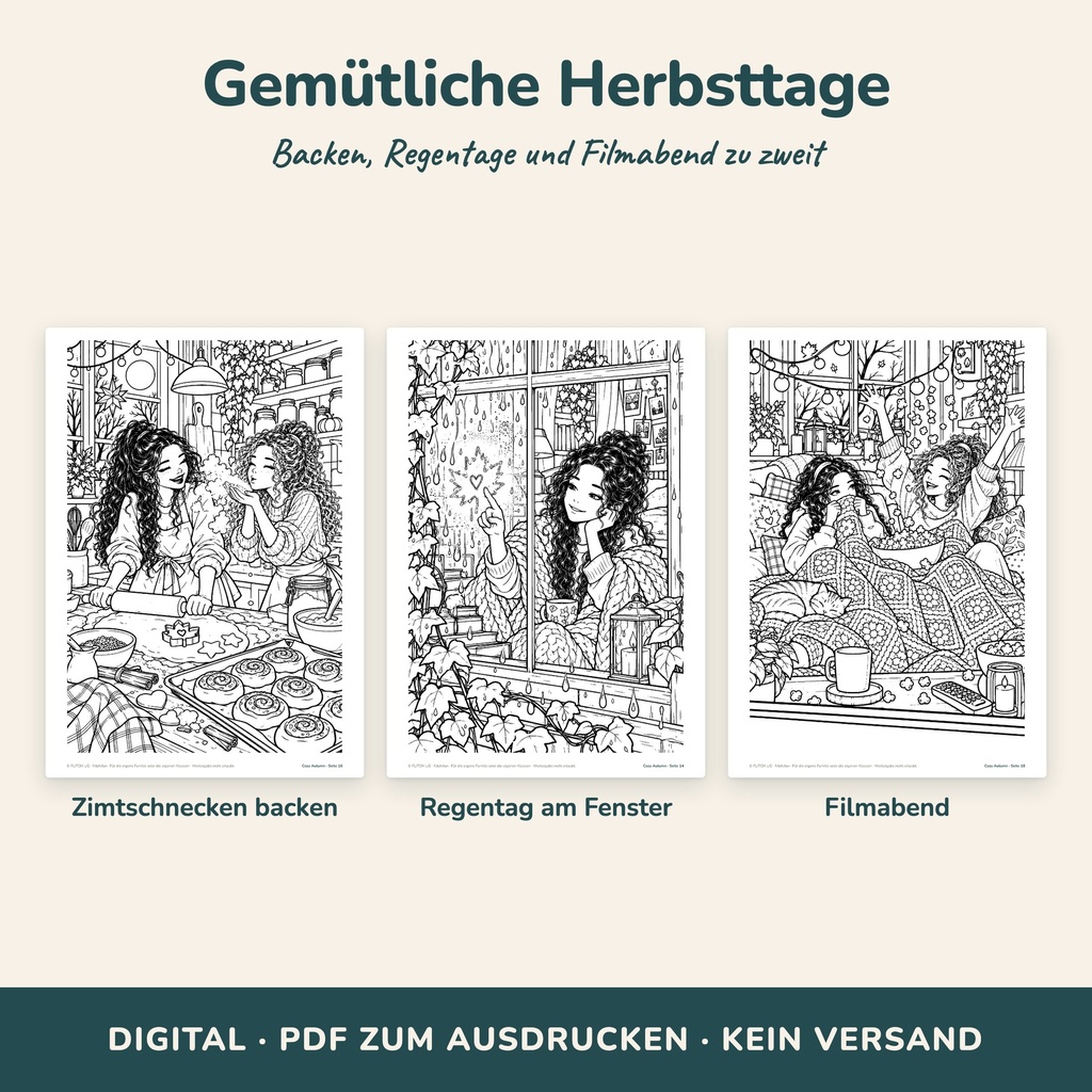 Gemütliche Herbsttage – Ausmalbilder für Teenager und Erwachsene (Cozy Malbuch, FLITCH)