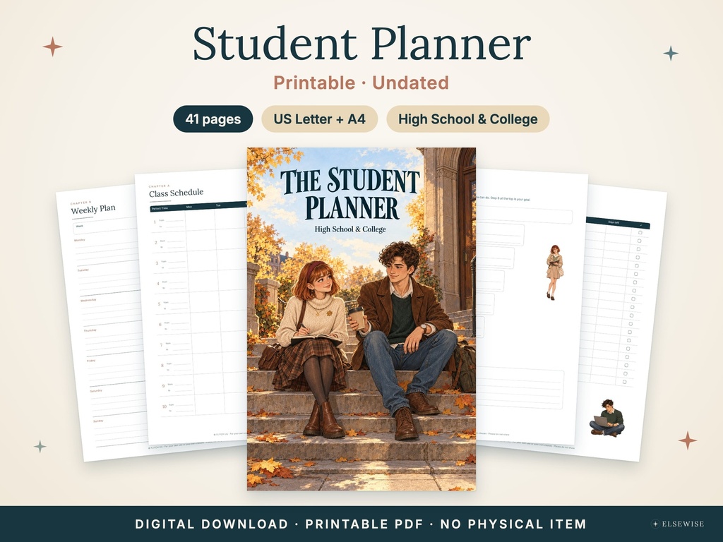Agenda de estudiante sin fechas para imprimir – ELSEWISE (edición inglesa, PDF)